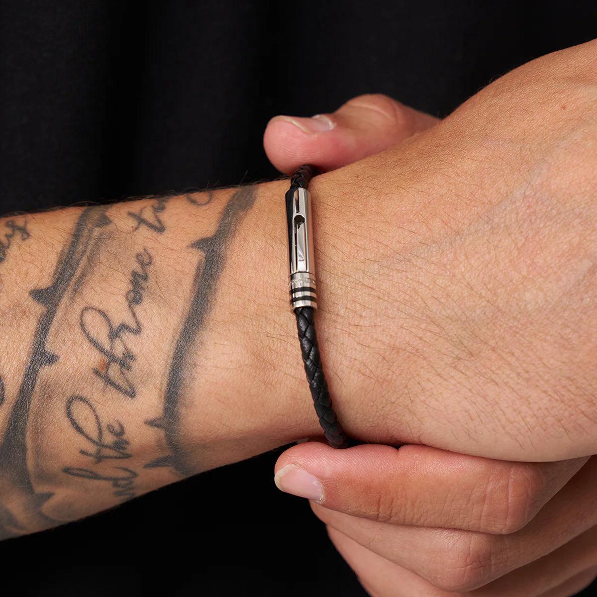 Pulseira de Couro Preta Olivetti